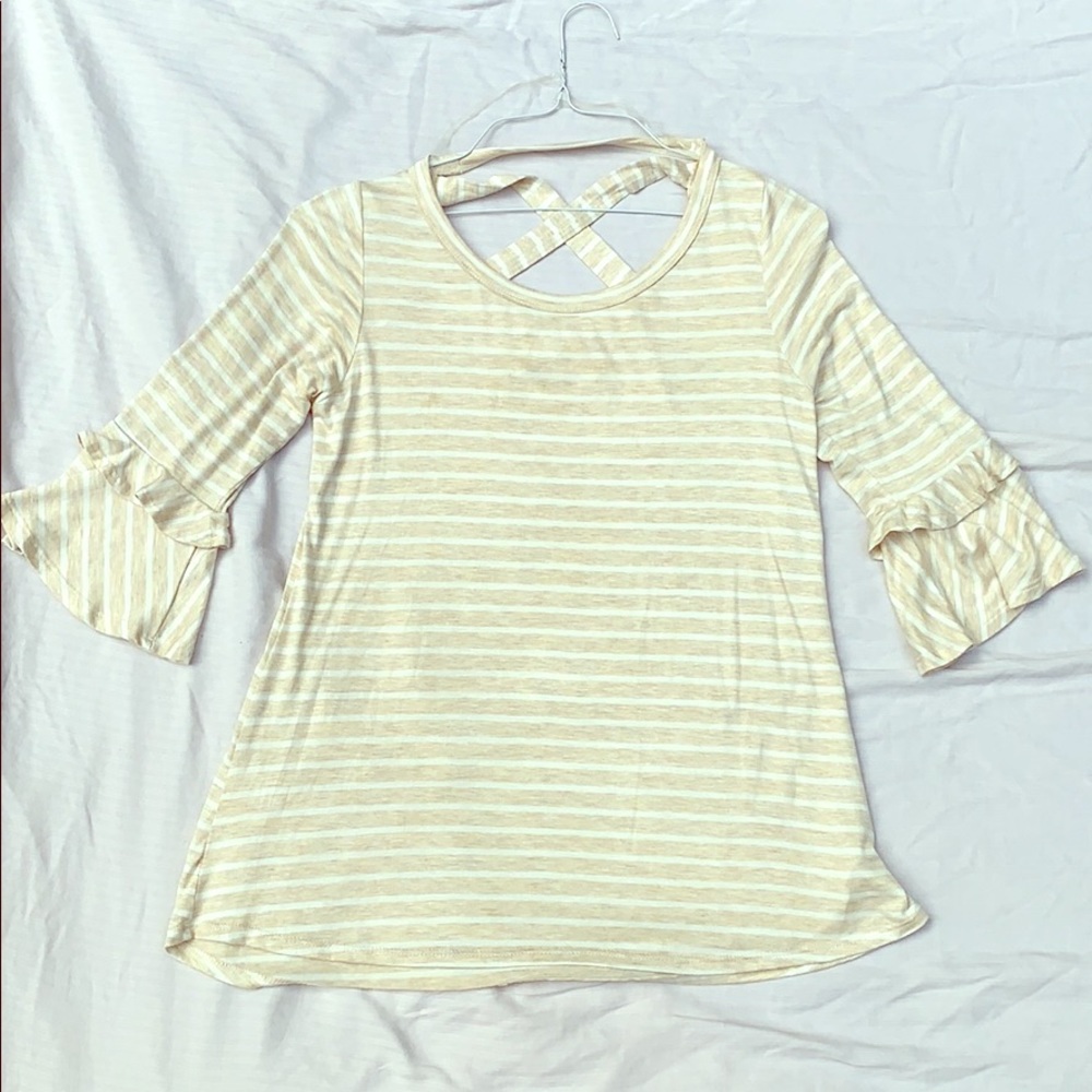 Stripped Bell Bottom Sleeve Top